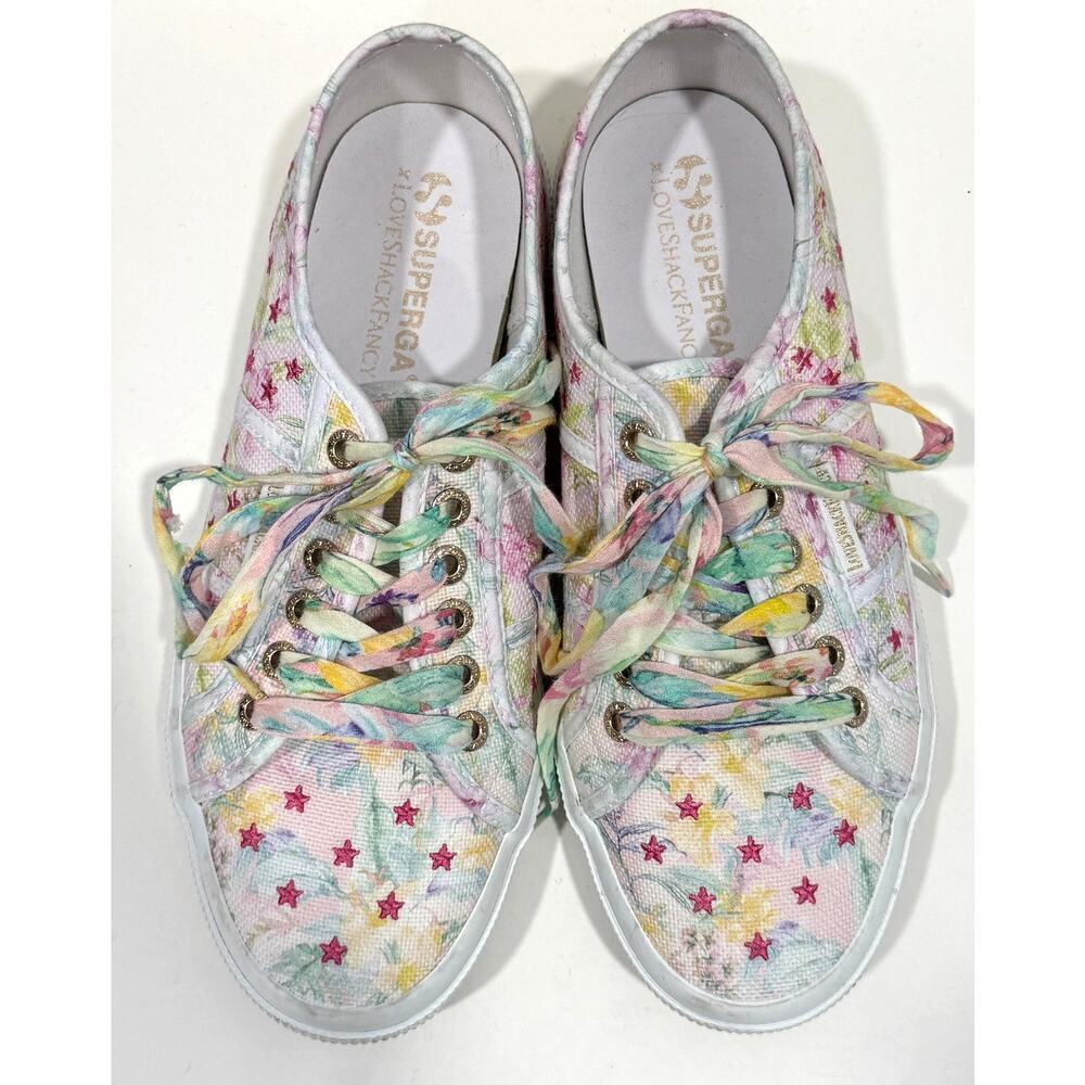 LoveShackFancy x Superga Floral Embroidered Low Top Sneakers Feminine Size 8.5 - Picture 3 of 8